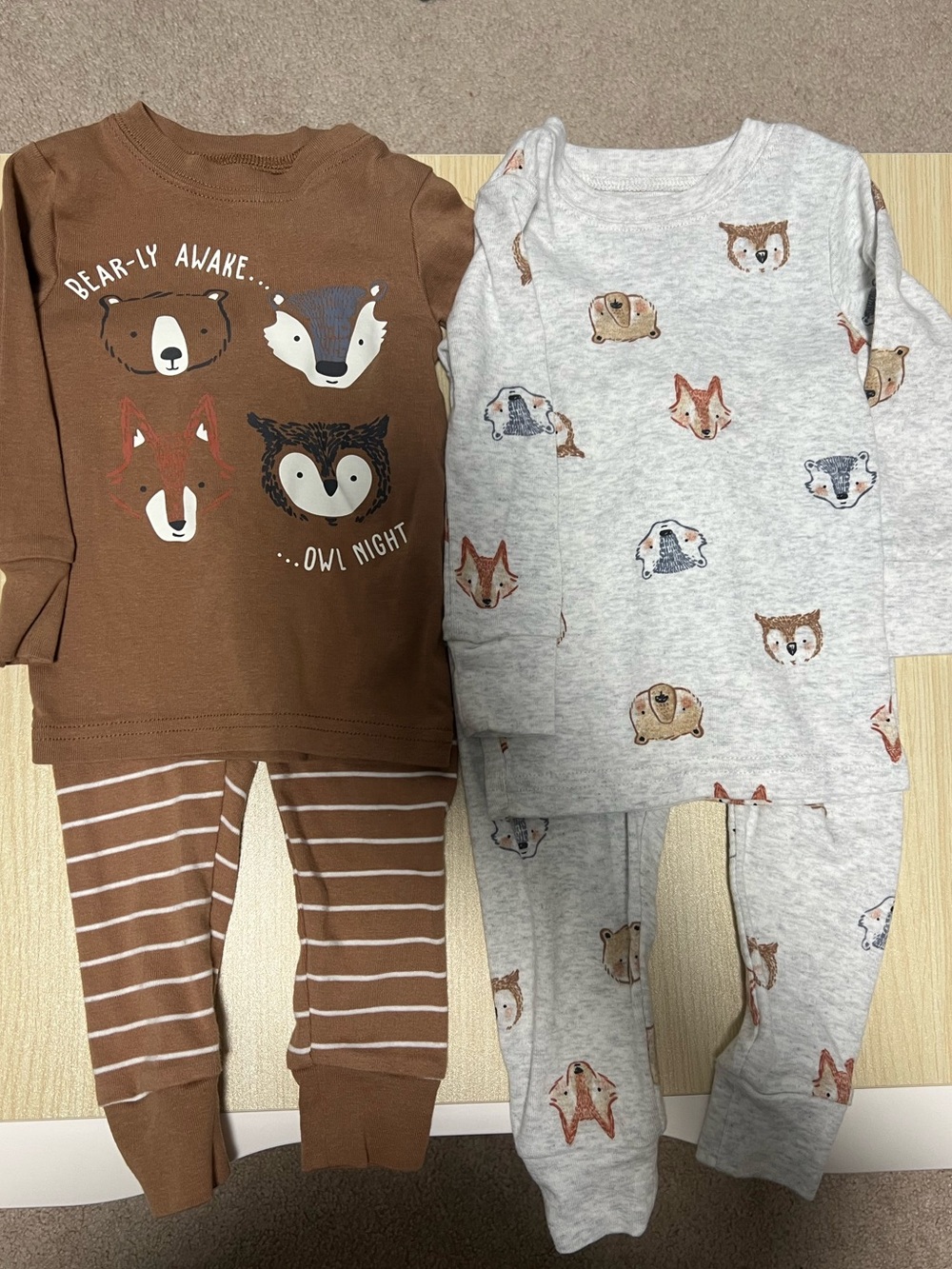 Carter’s Boys pajamas Woodland Creatures 4 Pc Set Size 12 M